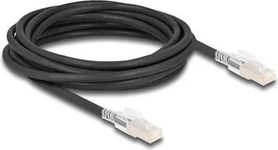 Produktbild von Delock - Netzwerkkabel - RJ-45 (S) zu RJ-45 (S) - 5 m - 6 mm - S/FTP - CAT 6a - halogenfrei, ohne Haken - Schwarz