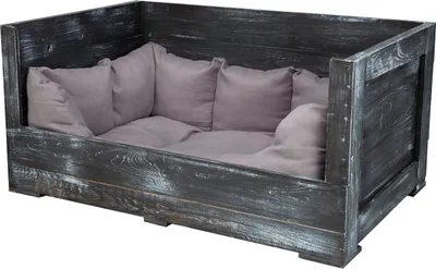 Produktbild von 1x schwarze Holzkiste Shabby Chic mit Tafelfarbe lackiert, beschriftbar / 90x57x45cm / Hundesofa