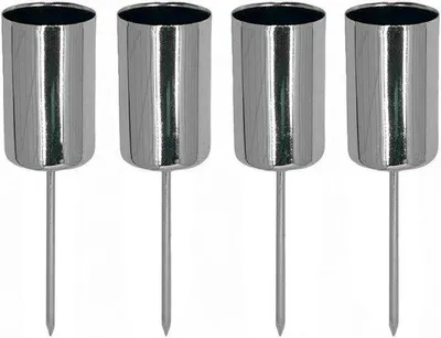Produktbild von Famanu Adventskerzenhalter Set von 4 – Metallspitzen – Für Adventskranz und Weihnachtsdekoration – Silber
