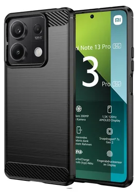 Produktbild von Conie Silikon Schutzhülle für Xiaomi Redmi Note 13 Pro 5G Tasche Case Cover Bumper TPU Carbon Look Hülle in Schwarz