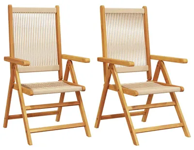 Produktbild von vidaXL Klappstühle, 2 Stück, beige, Massivholz Akazie und Polypropylen