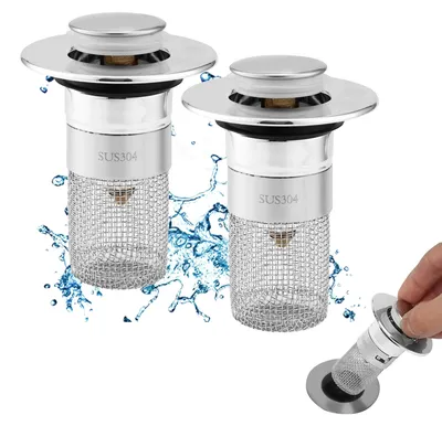 Produktbild von Spülbeckenstöpsel, universeller 34-40 mm Pop-up-Ablaufstopfen für Spülbecken, Sieb, Ablaufstopfen mit Haarfilter für Arbeitsplatten