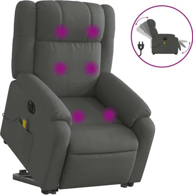 Produktbild von vidaXL Elektrischer Massagesessel mit Aufstehhilfe Dunkelgrau Stoff