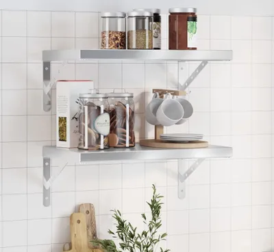 Zdjęcie produktu dla Maison Exclusive – półki ścienne, 2 szt., 50 x 30 cm, srebrna stal nierdzewna