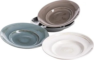 Produktbild von Mäser 931449 Derby Premium Pastateller Set, Spaghetti-Teller, Durable Porzellan, pastellfarben, 4-teilig (1 Set)