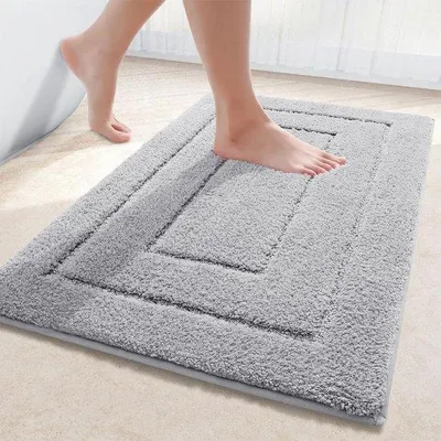 Productafbeelding van Grijze microvezel badmat - 40 x 60 cm, antislip, waterabsorberend, zacht, machinewasbaar