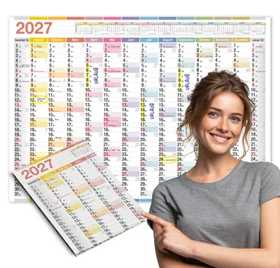 Produktbild von TOBJA Wandkalender 2027 A1 Color Line 14 Monate – XXL Jahreskalender mit KW