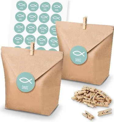 Produktbild von itenga SET 24x Geschenktüten + Klammern + Motivsticker (M168)