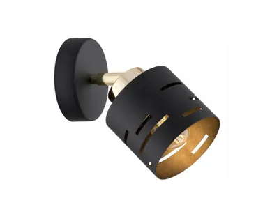 Produktbild von FKL DESIGN Home Deco Wandlampe Wandleuchte 1-flammig E27 Metall Lampenshirm Lampe aus Serie (Schwarz, N910-K1)