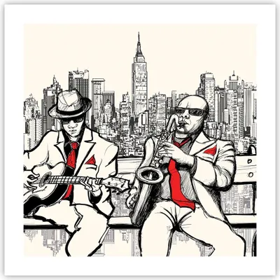 Produktbild von Poster - Poster ohne Rahmen - Jazz Musik Musiker - 50x50 cm - Wand Bild - Wanddeko - Wandbilder - Kunstposter - Wandposter - Bilder - Kunstdruck - Wanddekoration - Wandbild - P2XAC50x50-3599