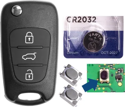Produktbild von Autoschlüssel Funk Fernbedienung Austausch 3 Tasten Gehäuse + Mikrotaster + Rohling + Batterie kompatibel mit Hyundai