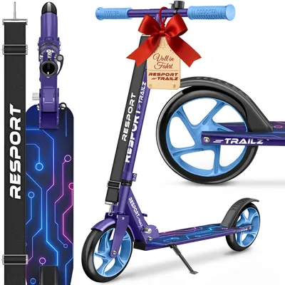 Productafbeelding van RE:SPORT Citystep voor Kinderen & Volwassenen - Kinderstep - Step met Grote Wielen 200mm - Inklapbaar & Verstelbaar - Tot 100kg - Inclusief Bel & Draagriem - Kickscooter