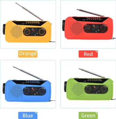 Image de Radio solaire à manivelle Radio solaire d'urgence avec batterie rechargeable Alarme SOS AM/FM Lampe de poche lumineuse Prise pour casque d'écoute Port USB pour l'extérieur, le camping et la randonnée