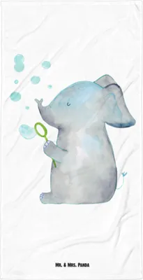 Produktbild von Mr. & Mrs. Panda Handtuch Elefant Seifenblasen - Weiß - Geschenk, Lustige Sprüche, Duschhandtuch, Reisehandtuch, Strandlaken, Heimat, Strandtuch, Liebe, Elefanten