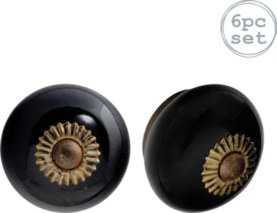 Produktbild von Runde Keramik-Möbelknöpfe von Nicola Spring, Schwarz, 6 Stück
