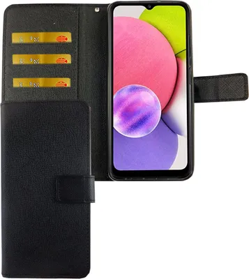 Produktbild von Samsung Galaxy A02s Tasche Handy Hülle Schutz-Cover Flip-Case mit Kartenfach Schwarz