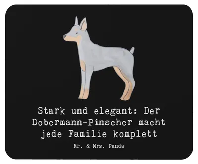 Produktbild von Mr. & Mrs. Panda Mousepad Dobermann Pinscher - Schwarz - Geschenk, Hunderassen Beschreibung, pc, Hunderasse, Hundeliebhaber, Mouse Pad, mousematte, laptop mauspad