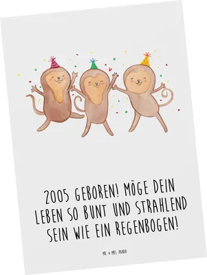 Produktbild von Mr. & Mrs. Panda Postkarte 2005 Geburtstag Regenbogen - Weiß - Geschenk, Wünsche, Ansichtskarte, Postkarten, Jahr Erinnerung, Geburtstagsgeschenk, Fotokarte, Grußkarte