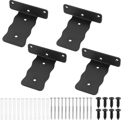 Immagine prodotto di Ibenzoa® Supporti a L invisibili Acciaio al carbonio, neri, per scaffali pesanti, 100 mm, set di 4 pezzi – Staffe a parete per scaffali sospesi