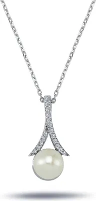 Produktbild von Perle & Diamanten (Brillant-Schliff) Collier Halskette in 14 Karat Weißgold