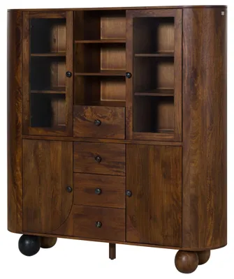 Immagine prodotto di MASSIVMOEBEL24 | Credenza in legno di mango 150x40x160 laccato marrone scuro scuro FLORENZ #227