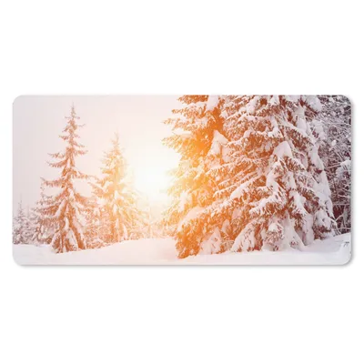Produktbild von MuchoWow® Schreibtischunterlage Sonne - Bäume - Schnee 80x40 cm - XXL Mauspad - Gaming Mauspad