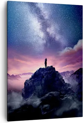 Produktbild von Bild auf Leinwand - Leinwandbild - Einteilig - Gipfel Wolken Nacht - 50x70cm - Wand Bild - Wanddeko - Wandbilder - Leinwanddruck - Wanddekoration - Leinwand bilder - Wandbild - PA50x70-5160
