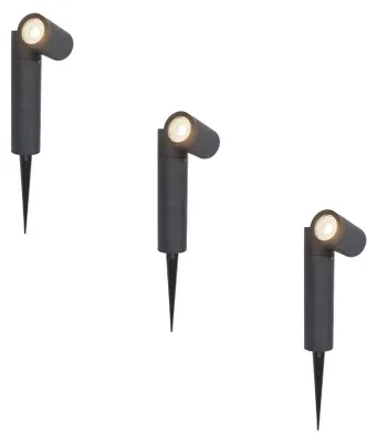 Image de HOFTRONIC - 3x Pinero Spot à piquet LED 4W 345lm 4000K IP65 Noir Dimmable