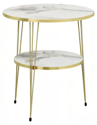 Productafbeelding van Bijzettafeltje van metaal in beige, in een moderne en elegante woonstijl