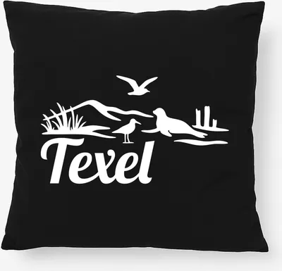Produktbild von Huuraa Kissen Texel Niederlande 40x40cm mit Füllung Black Baumwolle Dekokissen Geschenkidee