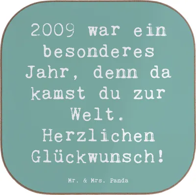 Produktbild von Mr. & Mrs. Panda Holzuntersetzer Spruch 2009 Geburtstag - Meeresbrise - Geschenk, Alter, Erinnerungen, Untersetzer Glas, Geburtstagsgeschenk, gläseruntersetzer, geboren