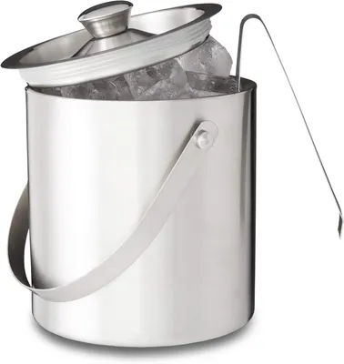 Produktbild von Eimer mit Deckel – Eisstab – Eimer für Eiswürfel für die Bar – Party – 1,5 Liter – 17x15x1 - 5 cm – Silber