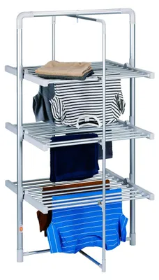 Produktbild von Dirt Devil Elektrisches Wäscheständer DD6004 – Wäschetrockner Ständer 230W – Turmwäscheständer – 21 m Trockenlänge IP22 Schutz - Aluminium