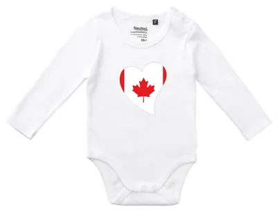 Produktbild von Huuraa Baby Body Kanada Flagge Herz 74 White  Baumwolle Fairtrade Langarmbody Geschenkidee