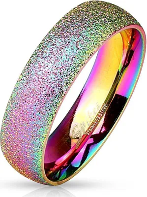 Produktbild von 62 (19.7) Regenbogen Ring sand-gestrahlt Diamantoptik Edelstahl
