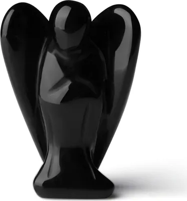 Produktbild von Engel Figur Obsidian Schutzengel 50mm Kristall Statue Reiki Deko