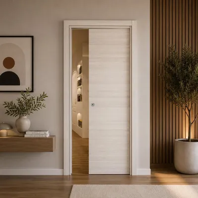 Immagine prodotto di Porta da interno scorrevole reversibile palissandro bianca effetto venato in MDF H210 cm - 90xH210 cm