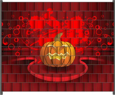 Produktbild von Wallario Zaunsichtschutz mit Motiv Geschnitzter Halloween-Kürbis im Comic Stil für Ein- und Doppelstabmatten Zäune in der Größe 250 x 200 cm