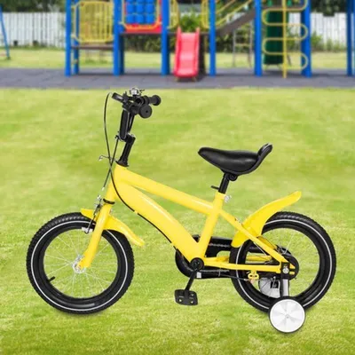 Immagine prodotto di Bicicletta per bambini da 14 pollici - Adatta a bambini dai 3 ai 7 anni - Con sellino, cestino e ruote stabilizzatrici
