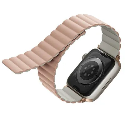 Produktbild von UNIQ Armband Revix Apple Watch Series 1/2/3/4/5/6/7/8/9/SE/SE2/SE3/Ultra/Ultra 2/Ultra 3 42/44/45/49 mm. Reversible Magnetic rosa-beige/pink-beige