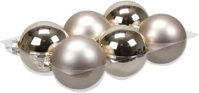 Productafbeelding van Kerstballen Glas - Kerstboomversiering Set - Kerstboom Optuigen - Mat Glans Combinatie - 8 cm Diameter - Licht Champagne