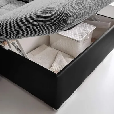 Produktbild von Ecksofa Stoff U-Form Bettfunktion Couch Design Polster Textil Leder Eck Modern
