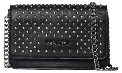 Imagen del producto de Bolso de hombro tipo "Deep Bag" para mujer, color plateado, fabricado en poliuretano, con detalles de tachuelas y correa de cadena
