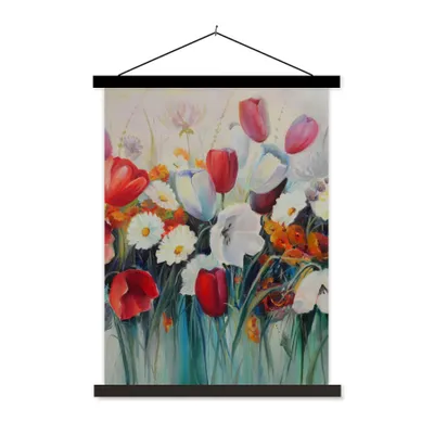 Produktbild von MuchoWow® Textilposter Malerei - Ölgemälde - Blumen 120x160 cm mit schwarzem Rahmen - Magnetischer