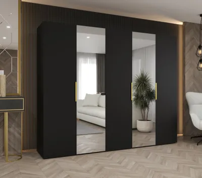 Produktbild von Kleiderschrank 250 cm KUBRA - schwarz / gold