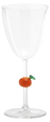 Zdjęcie produktu dla Ręcznie wykonana witryna na owoce ze szkła borokrzemianowego z pomarańczowym zdobieniem na nóżce, idealna na eleganckie stoły - zestaw 1 sztuka