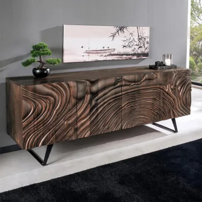 Produktbild von riess-ambiente Sideboard FLUID 175cm braun schwarz massives Mangoholz Metall 3D-Kufengestell