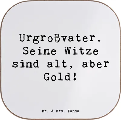 Produktbild von Mr. & Mrs. Panda Personalisierte Untersetzer Urgroßvater Witze - Weiß - Geschenk, Generationsgeschichte, Erbe, persönliche Erinnerungen, Bierdeckel bedruckt, Oma und Opa