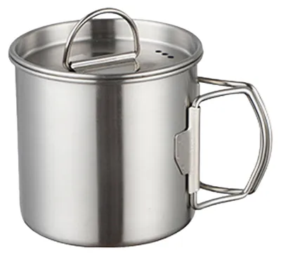Produktbild von Edelstahl-Campingbecher mit Deckel, Rostschutz, faltbar, für Outdoor-Wanderungen