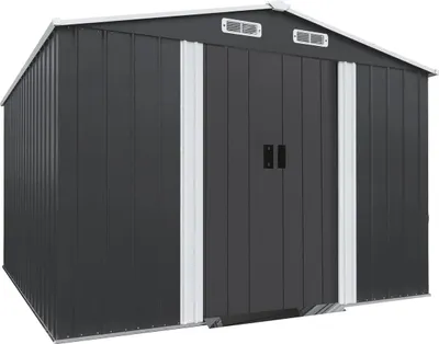 Image de Abri de jardin métal avec porte coulissante "Boston" - 8 m² - Gris